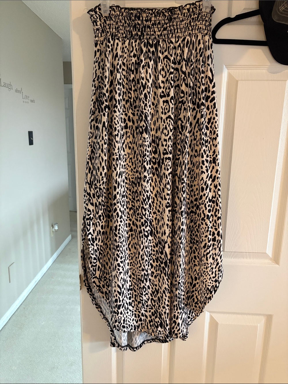 mts Leopard Print Smocked Midi Skirt in Beige and Black